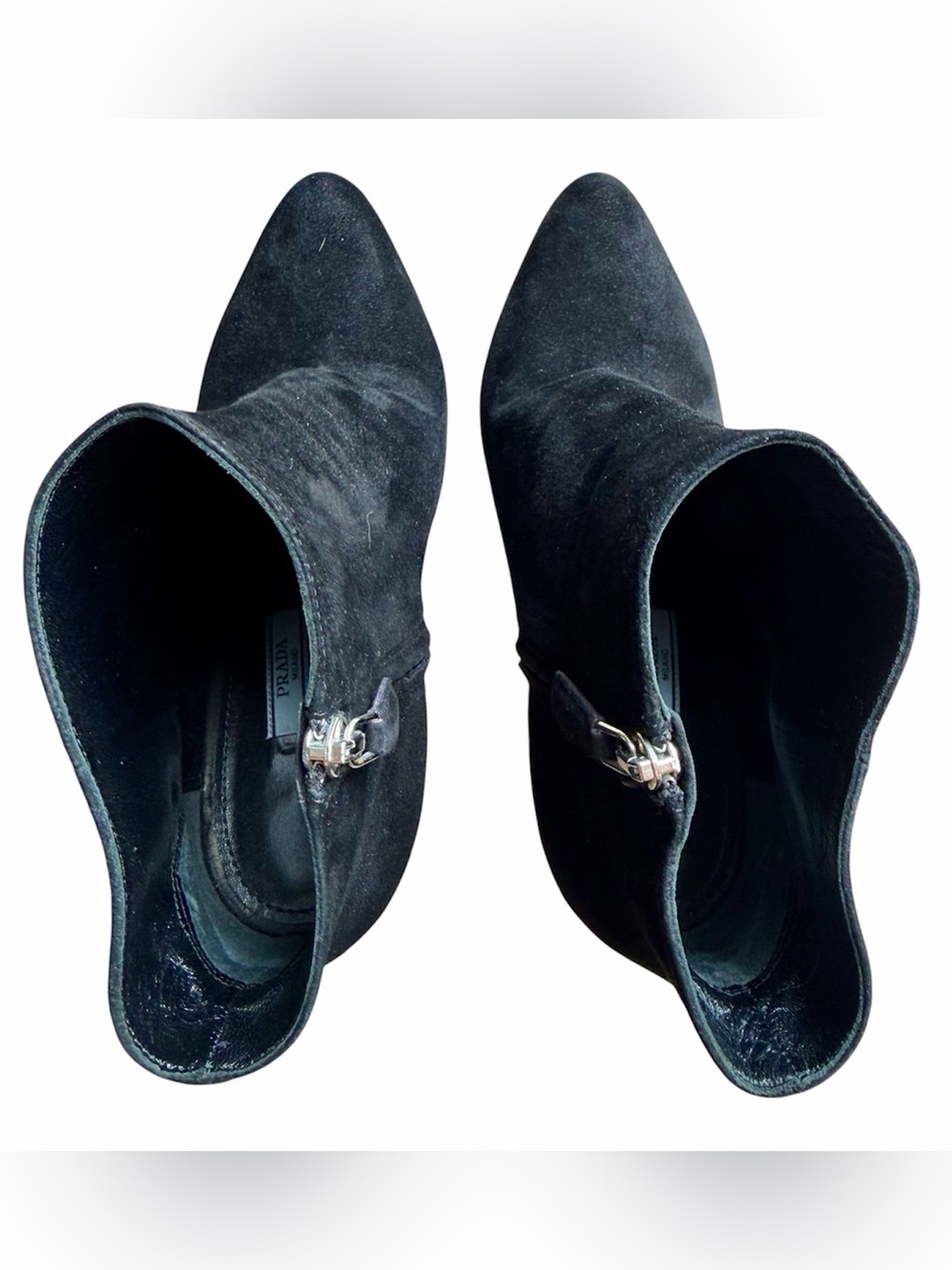 Prada Authentic Black Suede Platform Ankle Booties Women’s EU 39.5 / US 9-9.5 - Picture 6 of 15